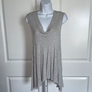We The Free People Swing It Cowl Neck Tank Tunic Top Size Small Light Gray